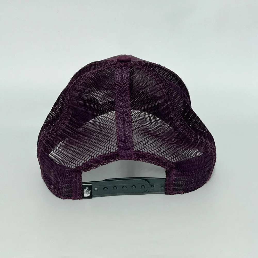 The North Face Embroidered Bear Trucker Hat Wine Snap Back Mesh